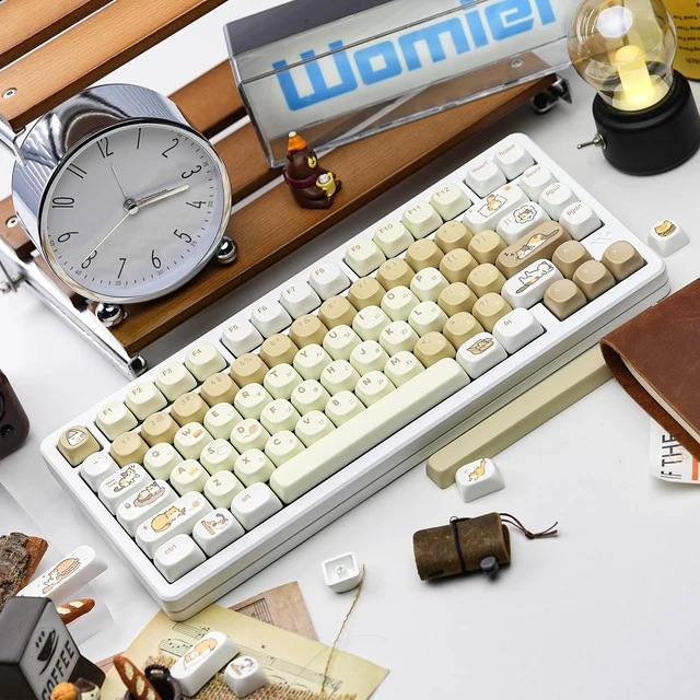 Alt view image 7 of 7 - Womier Cute Brown PBT Keycaps, MOA Profile Round Keyboard Keycaps, Cute Cat