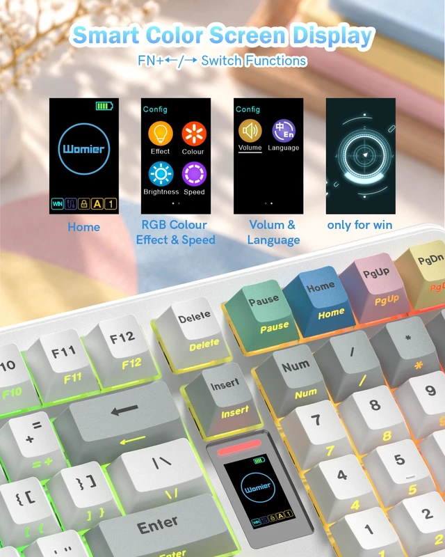 Alt view image 4 of 7 - Womier Mechanical Keyboard,98% Creamy Keyboard Gaming Keyboard,White