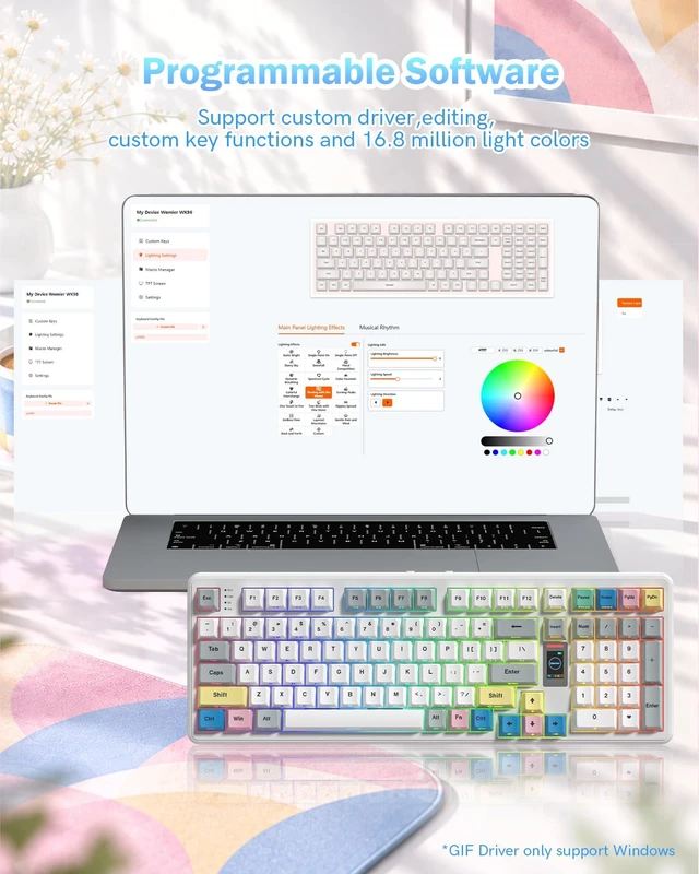 Alt view image 5 of 7 - Womier Mechanical Keyboard,98% Creamy Keyboard Gaming Keyboard,White