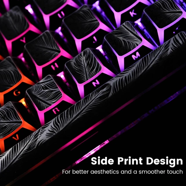 Alt view image 5 of 7 - Womier Double Shot Keycaps Shine Through Side Print, Black Feather Texture