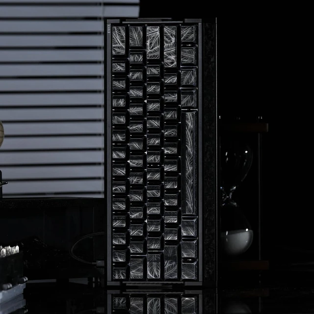 Alt view image 3 of 7 - Womier Double Shot Keycaps Shine Through Side Print, Black Feather Texture