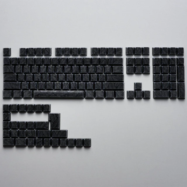 Alt view image 2 of 7 - Womier Double Shot Keycaps Shine Through Side Print, Black Feather Texture