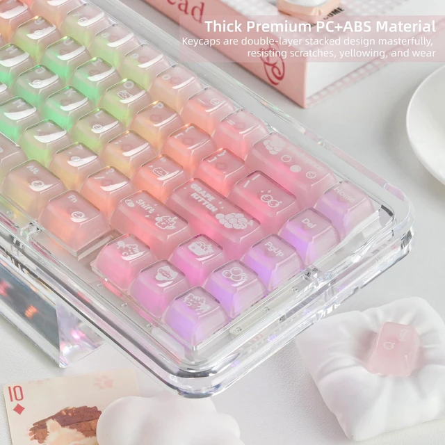 Alt view image 2 of 7 - Womier Jelly Keycaps, Clear Cute Keycaps, Pink Translucent Keyboard Caps
