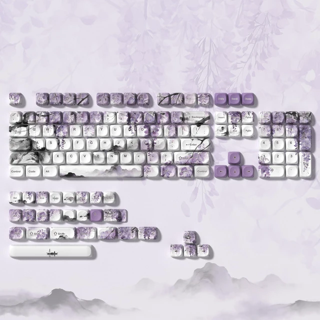 Main image of Womier MOA Romantic Purple Keycaps, Custom PBT Keycaps Set, Keyboard Caps