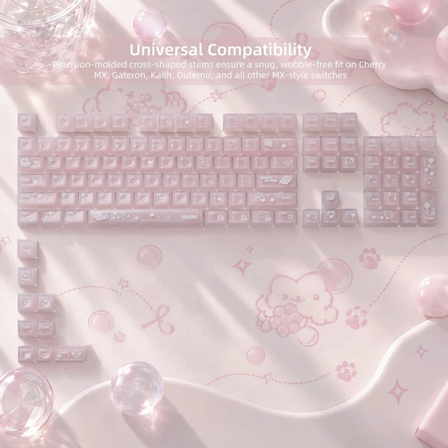 Alt view image 3 of 7 - Womier Jelly Keycaps, Clear Cute Keycaps, Pink Translucent Keyboard Caps