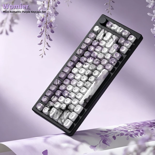 Alt view image 2 of 6 - Womier MOA Romantic Purple Keycaps, Custom PBT Keycaps Set, Keyboard Caps
