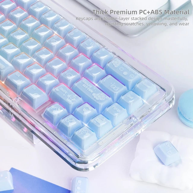Alt view image 2 of 7 - Womier Jelly Keycaps, Clear Cute Keycaps, Blue Shine through Key caps