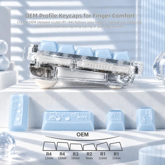Alt view image 3 of 7 - Womier Jelly Keycaps, Clear Cute Keycaps, Blue Shine through Key caps