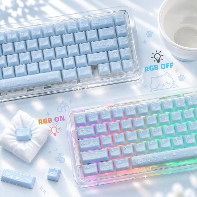 Alt view image 4 of 7 - Womier Jelly Keycaps, Clear Cute Keycaps, Blue Shine through Key caps
