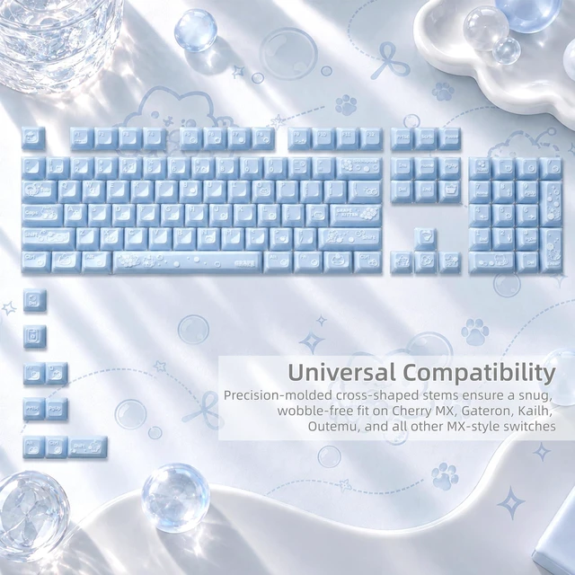 Alt view image 5 of 7 - Womier Jelly Keycaps, Clear Cute Keycaps, Blue Shine through Key caps