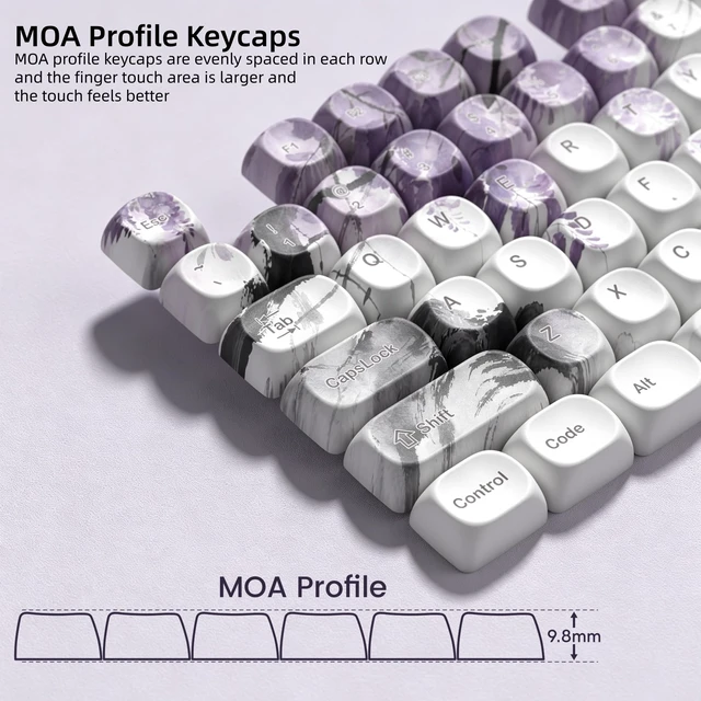 Alt view image 6 of 6 - Womier MOA Romantic Purple Keycaps, Custom PBT Keycaps Set, Keyboard Caps