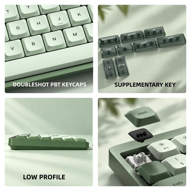 Alt view image 3 of 7 - Womier Low Profile keycaps Set,Double Shot PBT Key caps,Matcha Green
