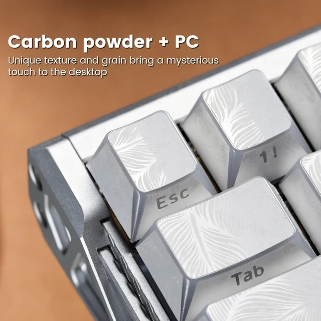 Alt view image 2 of 7 - Womier Double Shot Keycaps Shine Through Side Print, White Feather Texture