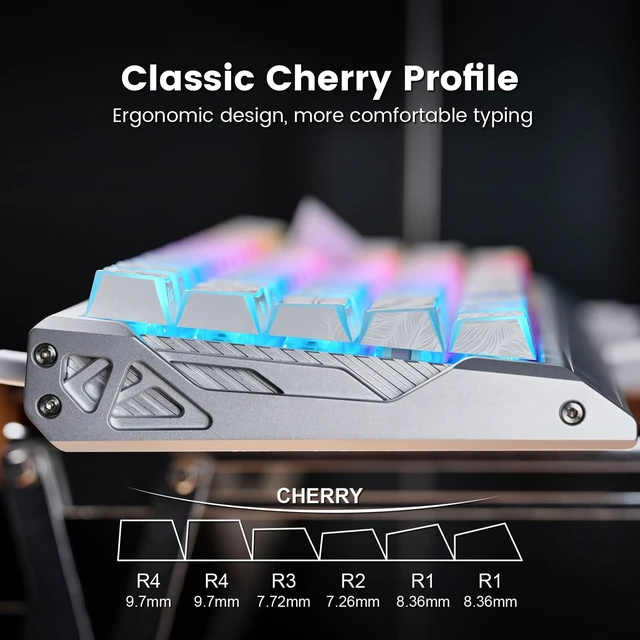 Alt view image 4 of 7 - Womier Double Shot Keycaps Shine Through Side Print, White Feather Texture