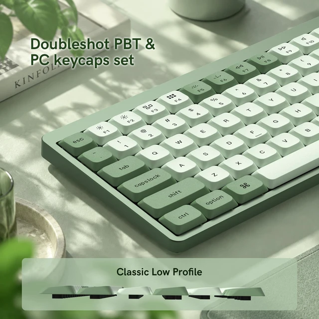 Alt view image 4 of 7 - Womier Low Profile keycaps Set,Double Shot PBT Key caps,Matcha Green