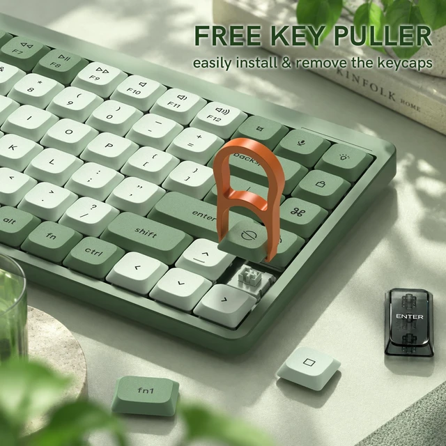 Alt view image 5 of 7 - Womier Low Profile keycaps Set,Double Shot PBT Key caps,Matcha Green