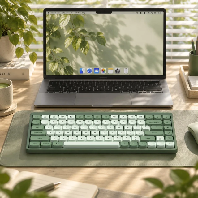 Alt view image 6 of 7 - Womier Low Profile keycaps Set,Double Shot PBT Key caps,Matcha Green