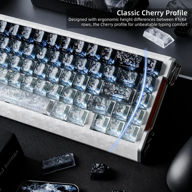 Alt view image 7 of 7 - Womier Gradient Clear Keycaps, Jelly Keycaps Set, Shine through Keycaps