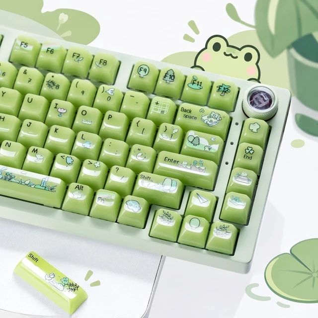 Main image of Womier Jelly Green Frog Cute Keycaps, Matcha Shine Through Keycaps Set