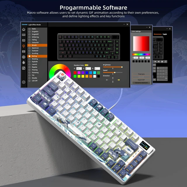 Alt view image 3 of 6 - Womier SK80 75% Keyboard with Color Multimedia Display Gaming Keyboard with Shine through Keycaps