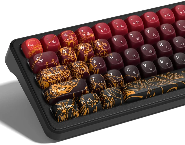 Main image of Womier PBT Keyboard Keycaps, Red MOA keycaps,Kanagawa theme