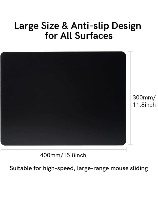 Alt view image 2 of 7 - Womier Glass Gaming Mouse Pad, Large Hard Glass Mousepad 15.8×11.8 Inch, Ultra-Smooth Etched Finish Surface, Precise Tracking, Anti-Slip Rubber Base, Ideal for Gaming & Work, Black