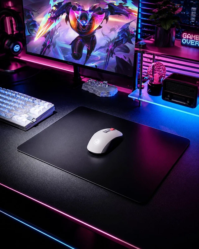 Alt view image 7 of 7 - Womier Glass Gaming Mouse Pad, Large Hard Glass Mousepad 15.8×11.8 Inch, Ultra-Smooth Etched Finish Surface, Precise Tracking, Anti-Slip Rubber Base, Ideal for Gaming & Work, Black