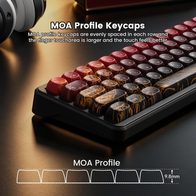 Alt view image 3 of 7 - Womier PBT Keyboard Keycaps, Red MOA keycaps,Kanagawa theme
