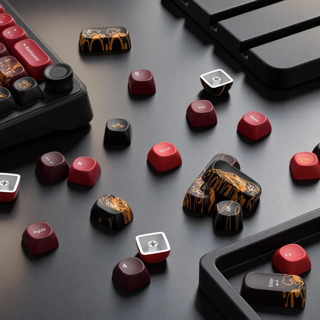 Alt view image 5 of 7 - Womier PBT Keyboard Keycaps, Red MOA keycaps,Kanagawa theme