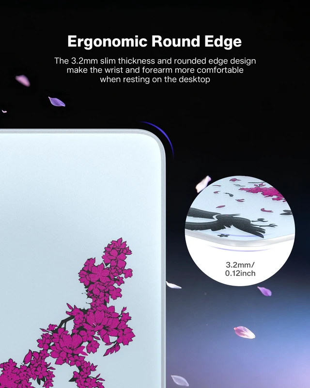 Alt view image 5 of 7 - Womier Glass Mousepad for Gaming, Tempered Glass Mouse Pad, 14.2" x 11.8", Sakura