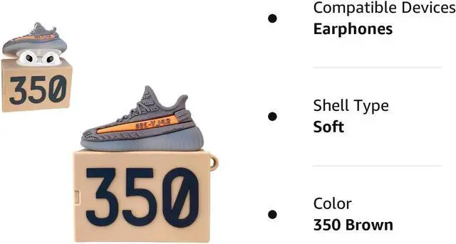 Alt view image 2 of 5 - Shoe Box Case Cover fit for Airpods 3 3rd Generation 2021 (350 Brown), 3D Creative Sports Shoes Cute Cartoon Funny Fun, Soft Silicone Skin Keychain Ring, for Girls Boys Teens Men