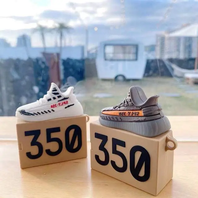 Alt view image 6 of 6 - Shoe Box Case Cover fit for Airpods 3 3rd Generation 2021 (350 White), 3D Creative Sports Shoes Cute Cartoon Funny Fun, Soft Silicone Skin Keychain Ring, for Girls Boys Teens Men