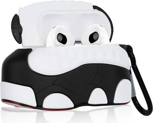 Alt view image 2 of 6 - Shoe Box Case Cover fit for Airpods 3 3rd Generation 2021 (White), 3D Creative Sports Shoes Cute Cartoon Funny Fun, Soft Silicone Skin Keychain Ring, for Girls Boys Teens Men