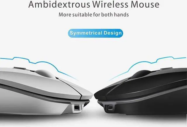 Alt view image 5 of 7 - KEXIKELE Slim Rechargeable Wireless Mouse, 2.4G Portable Optical Silent Ultra Thin Wireless Computer Mouse with USB Receiver and Type C Adapter, Compatible with PC, Laptop, Desktop (Rose Gold)