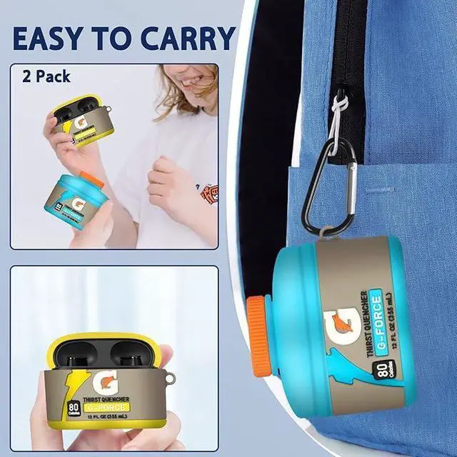 Alt view image 4 of 5 - [Paquete de 2] Linda funda para Beats Studio Buds, divertida funda para auriculares Beats inalámbricos, diseño kawaii de silicona de dibujos animados para niños y niñas, azul y amarillo agua deportiva