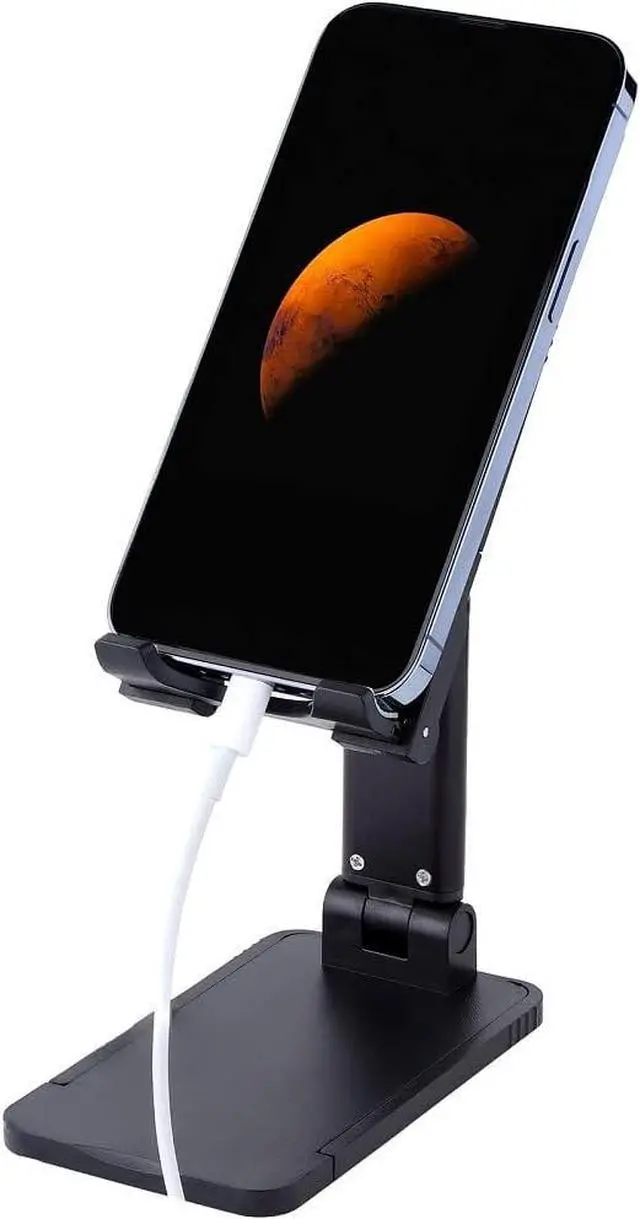 Main image of Adjustable Cell Phone Holder, Adjustable Angle Height Cell Phone Holder, Cell Phone Holder, Cell Phone Holder Compatible with All Mobile Phones, iPhone, Switch, iPad, Tablet (Black)
