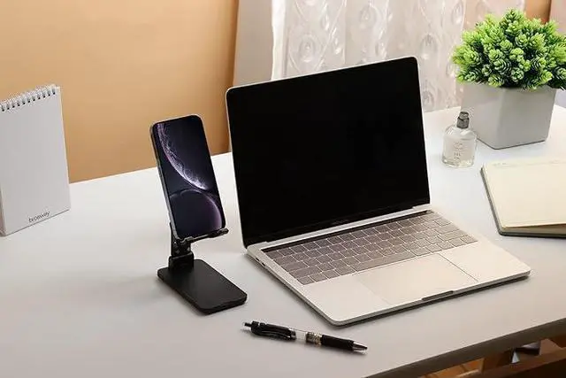 Alt view image 3 of 7 - Adjustable Cell Phone Holder, Adjustable Angle Height Cell Phone Holder, Cell Phone Holder, Cell Phone Holder Compatible with All Mobile Phones, iPhone, Switch, iPad, Tablet (Black)