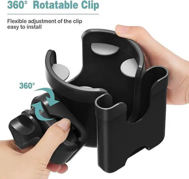 Alt view image 3 of 6 - Stroller Cup Holder with Phone Holder, Universal Bottle Holder for Wheelchair, Walker, Bike, Scooter, Stroller Accessories for Uppababy, Nuna, Bugaboo, Doona, Gifts for Women, Mom, Men