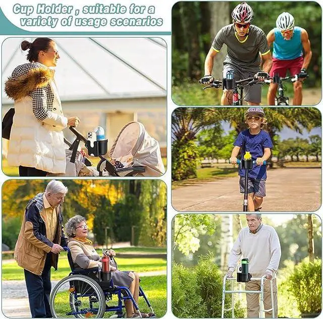 Alt view image 6 of 6 - Stroller Cup Holder with Phone Holder, Universal Bottle Holder for Wheelchair, Walker, Bike, Scooter, Stroller Accessories for Uppababy, Nuna, Bugaboo, Doona, Gifts for Women, Mom, Men