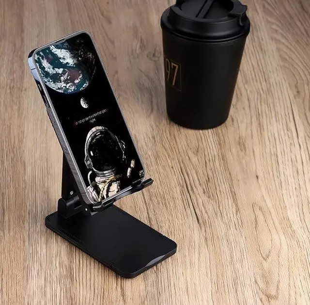 Alt view image 6 of 7 - Adjustable Cell Phone Holder, Adjustable Angle Height Cell Phone Holder, Cell Phone Holder, Cell Phone Holder Compatible with All Mobile Phones, iPhone, Switch, iPad, Tablet (Black)