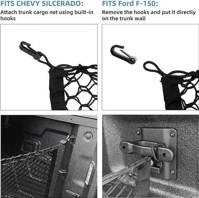 Alt view image 6 of 7 - Truck Bed Cargo Net for Trunk Storage, Storage Mesh, Food Organizer, Truck Cargo Net, Automotive Cargo Net
