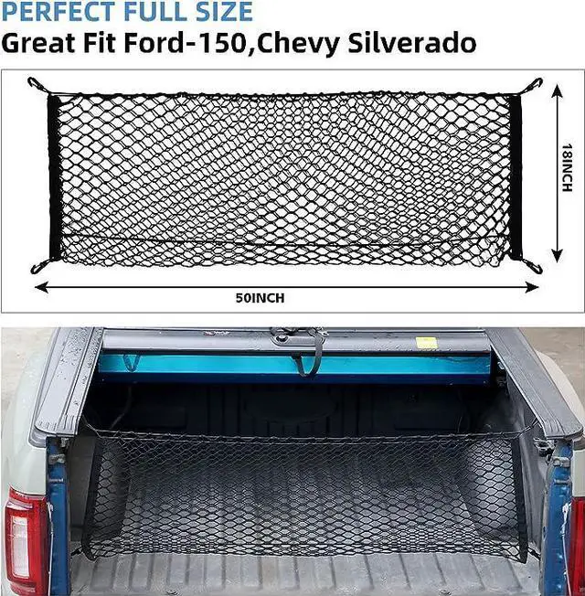 Alt view image 2 of 7 - Truck Bed Cargo Net for Trunk Storage, Storage Mesh, Food Organizer, Truck Cargo Net, Automotive Cargo Net