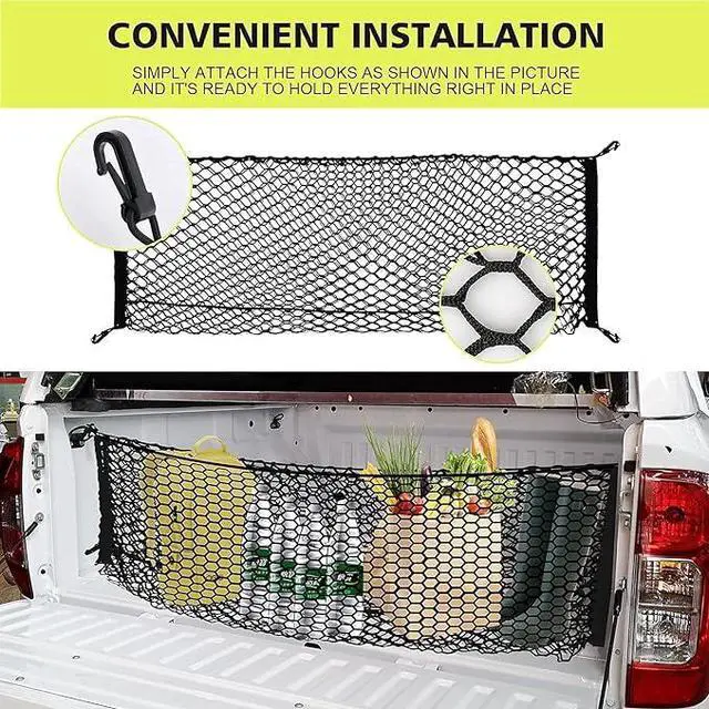 Alt view image 4 of 7 - Truck Bed Cargo Net for Trunk Storage, Storage Mesh, Food Organizer, Truck Cargo Net, Automotive Cargo Net