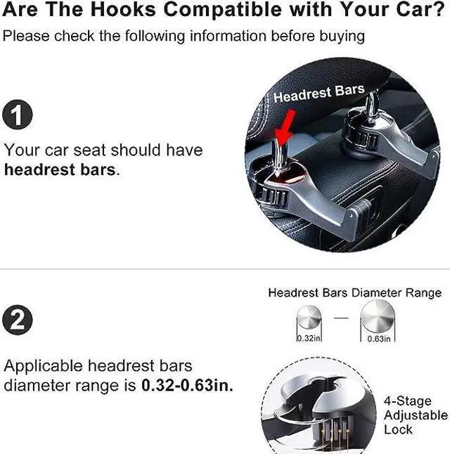 Alt view image 4 of 6 - Car Headrest Hidden Hook with Phone Holder, Car Seat Hooks for Purses and Bags, Universal 360° Rotation Headrest Hooks Purse Holder for Car, Car Purse Hook Holder (Silver)