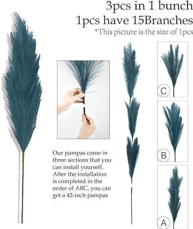 Alt view image 2 of 4 - Faux Pampas Grass Wreath for Bohemian Wall Decor, 27 Inch Artificial Pampas Grass Wreaths for Front Door, Fluffy Beige, No Smell, No Shedding, Intensive Pampas Bouquet Wreath
