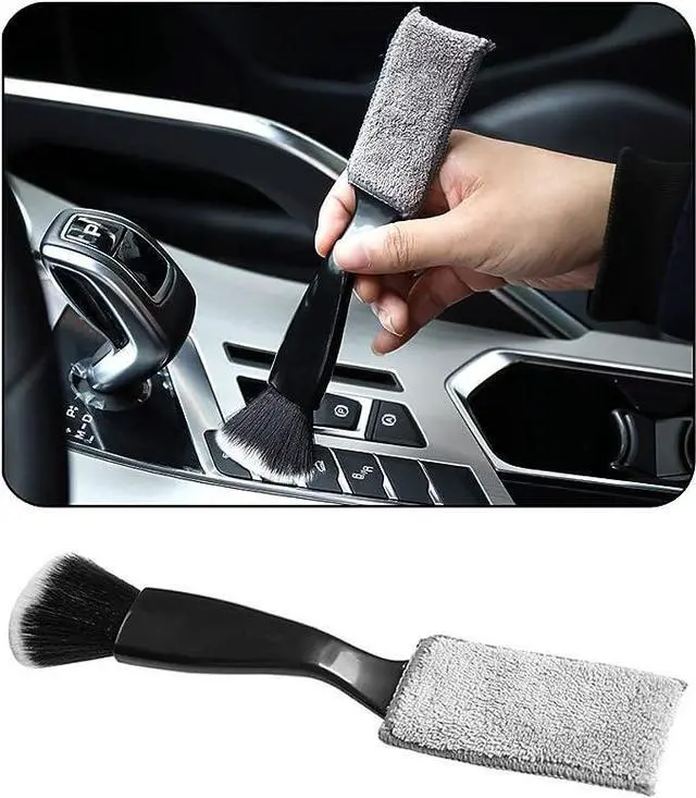 Main image of Double Head Brush for Car Clean 1Pack,Car Brushes for Detailing Interior,Car Detailing Brushes Exterior,Soft Car Detailing Brush(Double Head-Black,1Pack)