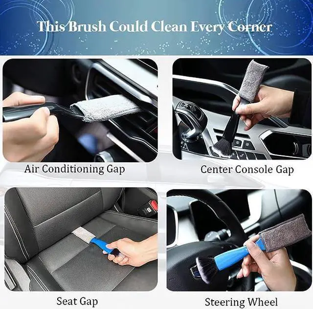 Alt view image 3 of 6 - Double Head Brush for Car Clean 1Pack,Car Brushes for Detailing Interior,Car Detailing Brushes Exterior,Soft Car Detailing Brush(Double Head-Black,1Pack)