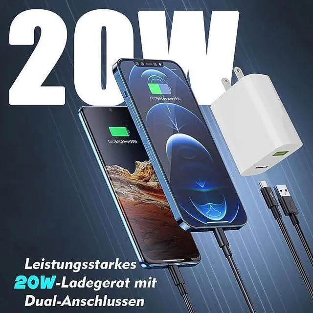 Alt view image 4 of 6 - [3-Pack] USB C Fast Wall Charger Block, 20W Dual Port QC+PD 3.0 Power Adapter, Fast Charging Plug Box Brick Cube for iPhone11/12/13/14/Pro Max, XS/XR/X, iPad Pro, AirPods Pro,and More