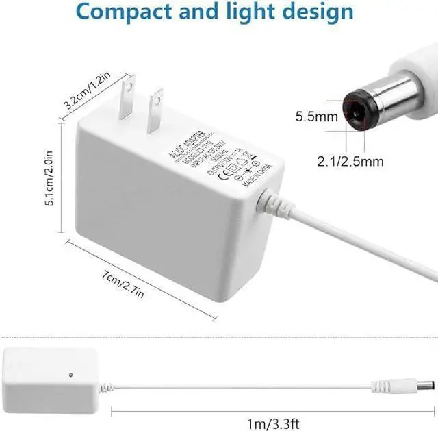 Alt view image 3 of 6 - 12V 1A Power Supply 12 Volt 1A 12W White AC Adapter 12volt 500mA 600mA Power Adapter 100V~240V AC to DC Converter with 5.5x2.5mm Tip for LED Light CCTV Camera WiFi Router Cyber Monitor