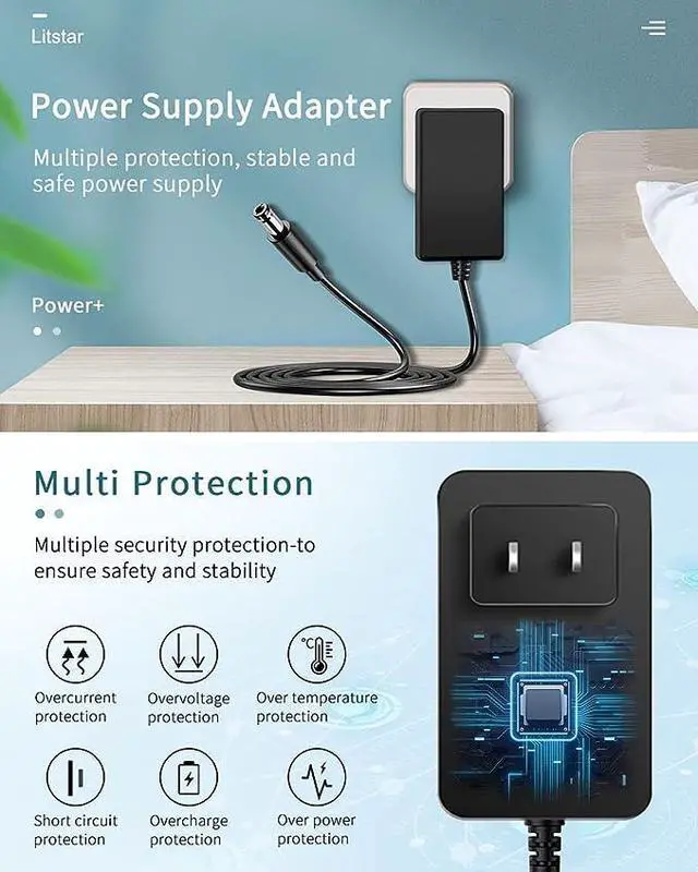 Alt view image 4 of 5 - 12V 3A [12 Volts 3 Amps] Adapter Power Supply AC to DC Plug 5.5 x 2.1mm & 2.5mm for 12volt 1A 1.5A 2A 2.5A 1000mA 1500mA 2000mA 2500mA 3000mA Equipment, 3.3ft Cord